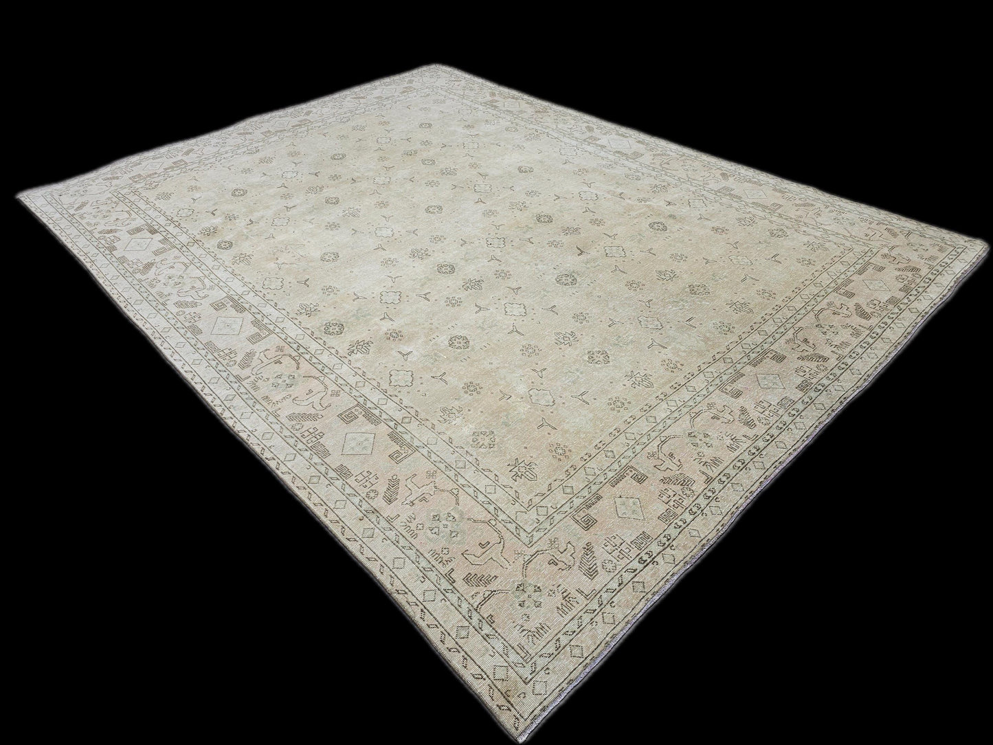 9x12 Antique Turkish Area Rug - Handmade Wool Oushak Rug /9.40x12.60 feet