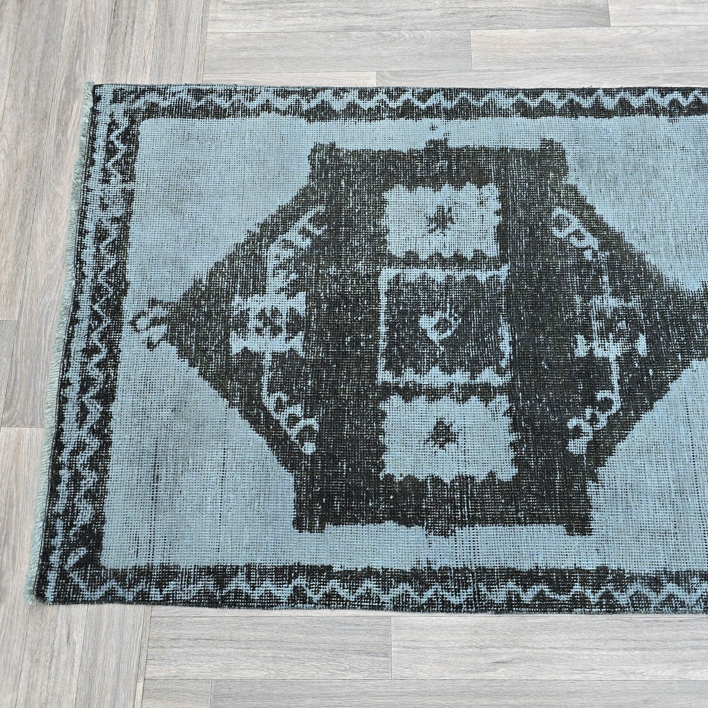 Vintage Turkish Runner Rug: Handwoven Wool Distressed Anatolian Decor
