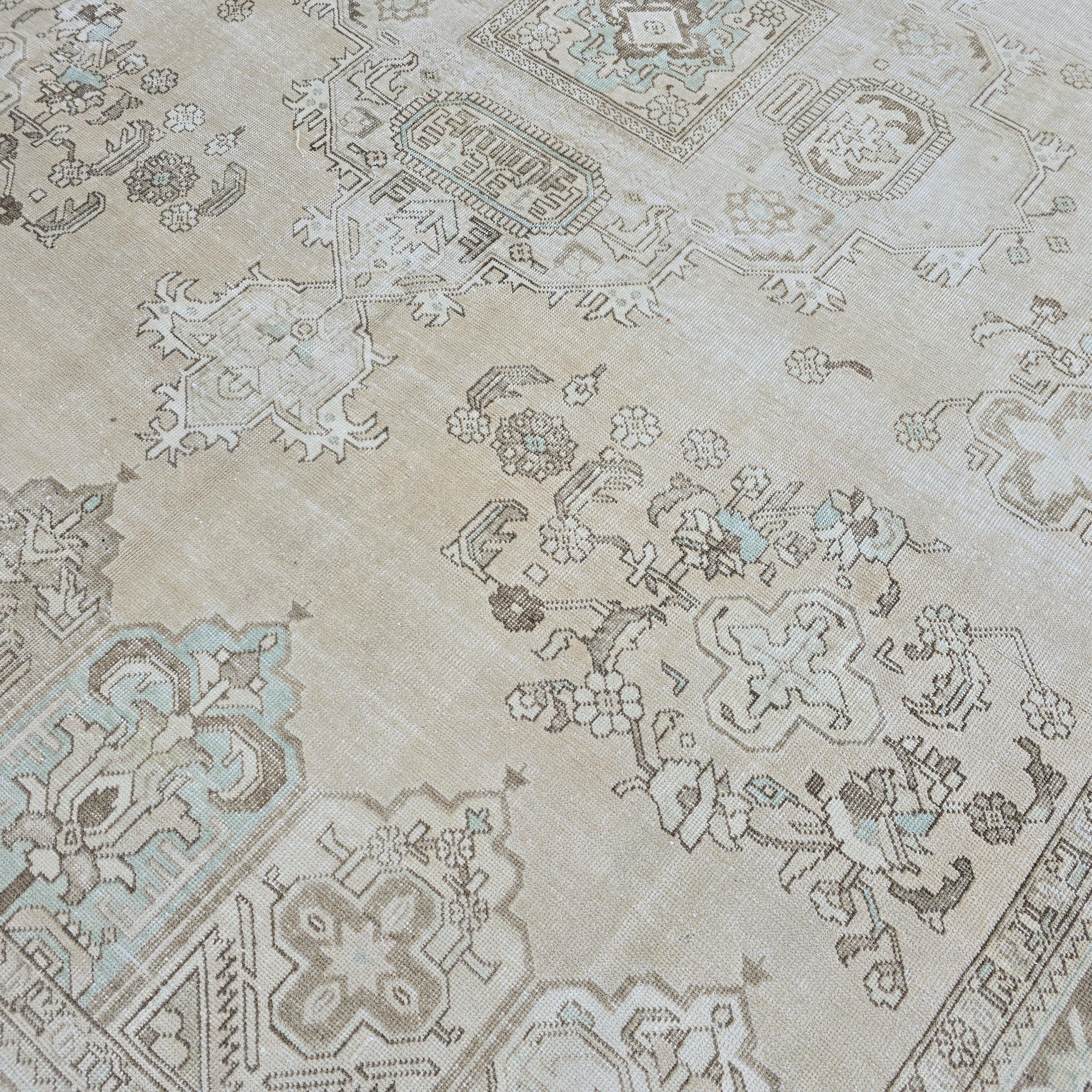 9x12 Neutral Vintage Turkish Oushak Area rug /9.50x11.80 feet