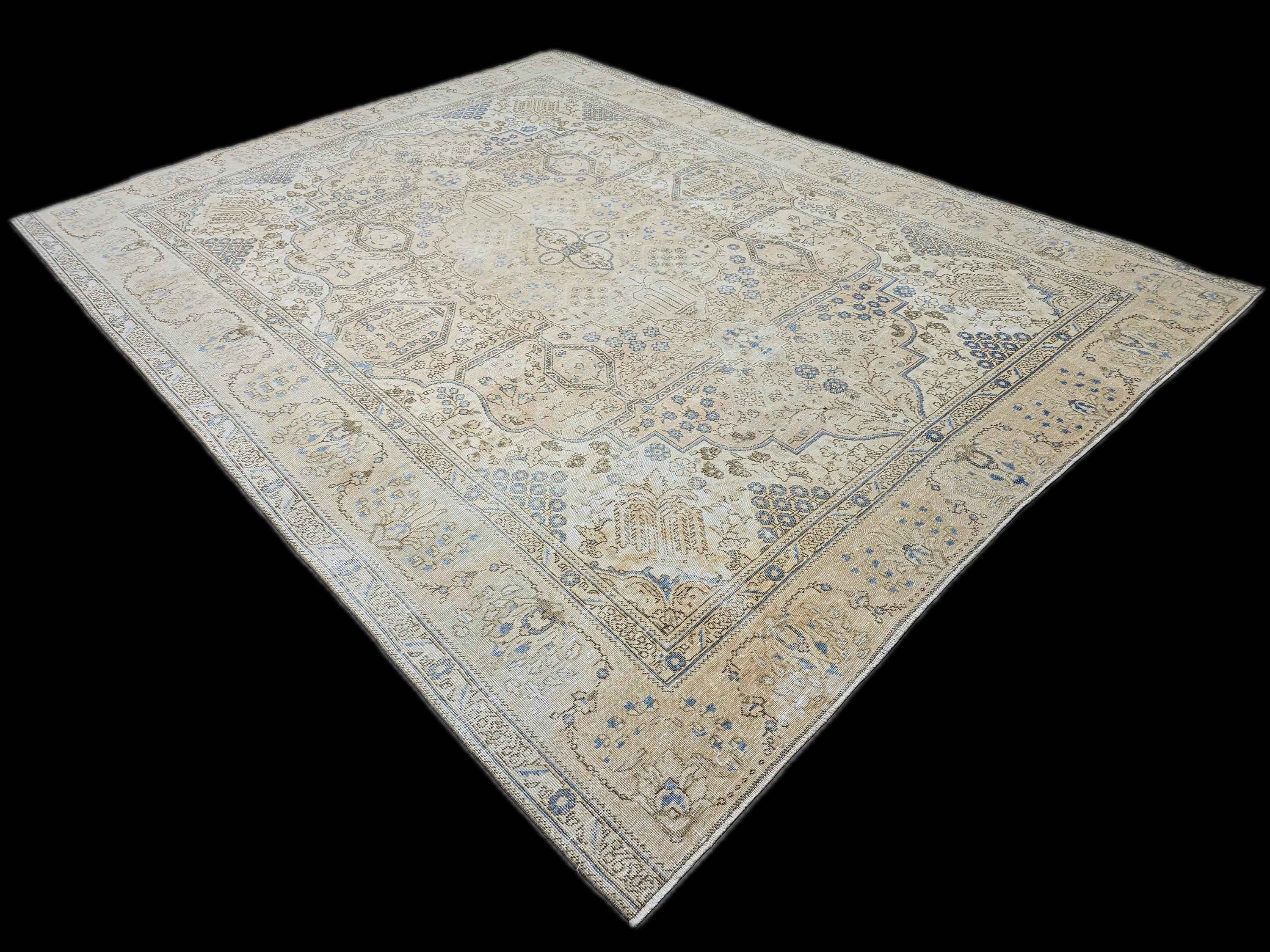 Hand-Knotted Oushak Rug: 9.5x12.2 ft. Vintage Turkish Wool Area Rug
