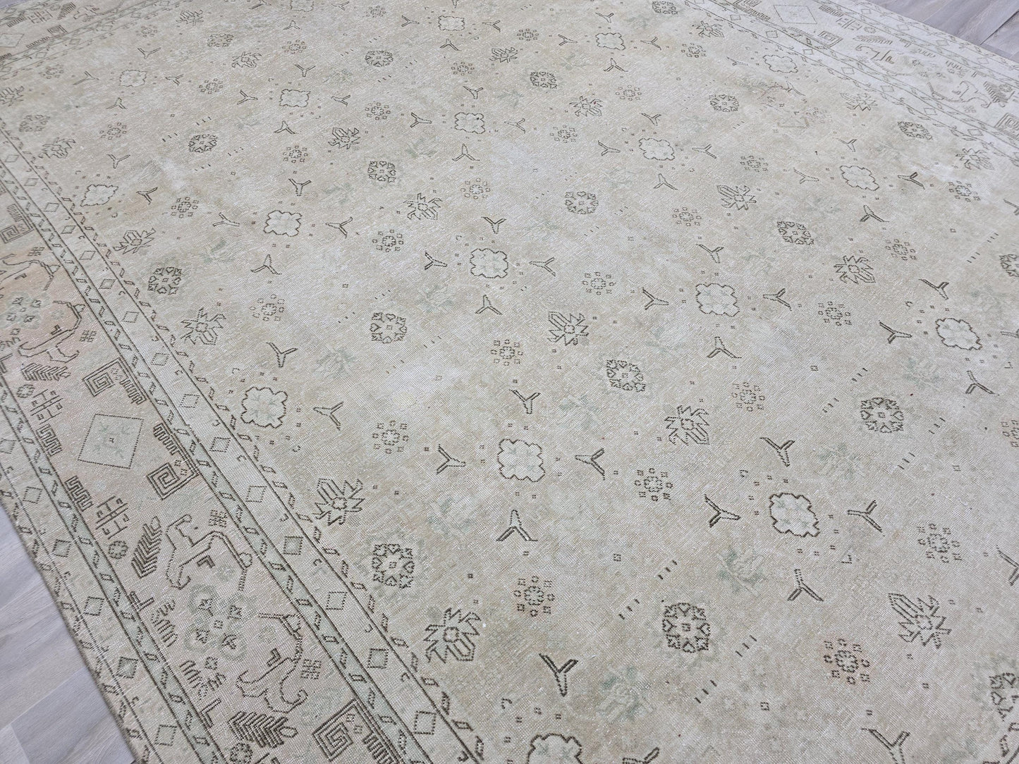 9x12 Antique Turkish Area Rug - Handmade Wool Oushak Rug /9.40x12.60 feet
