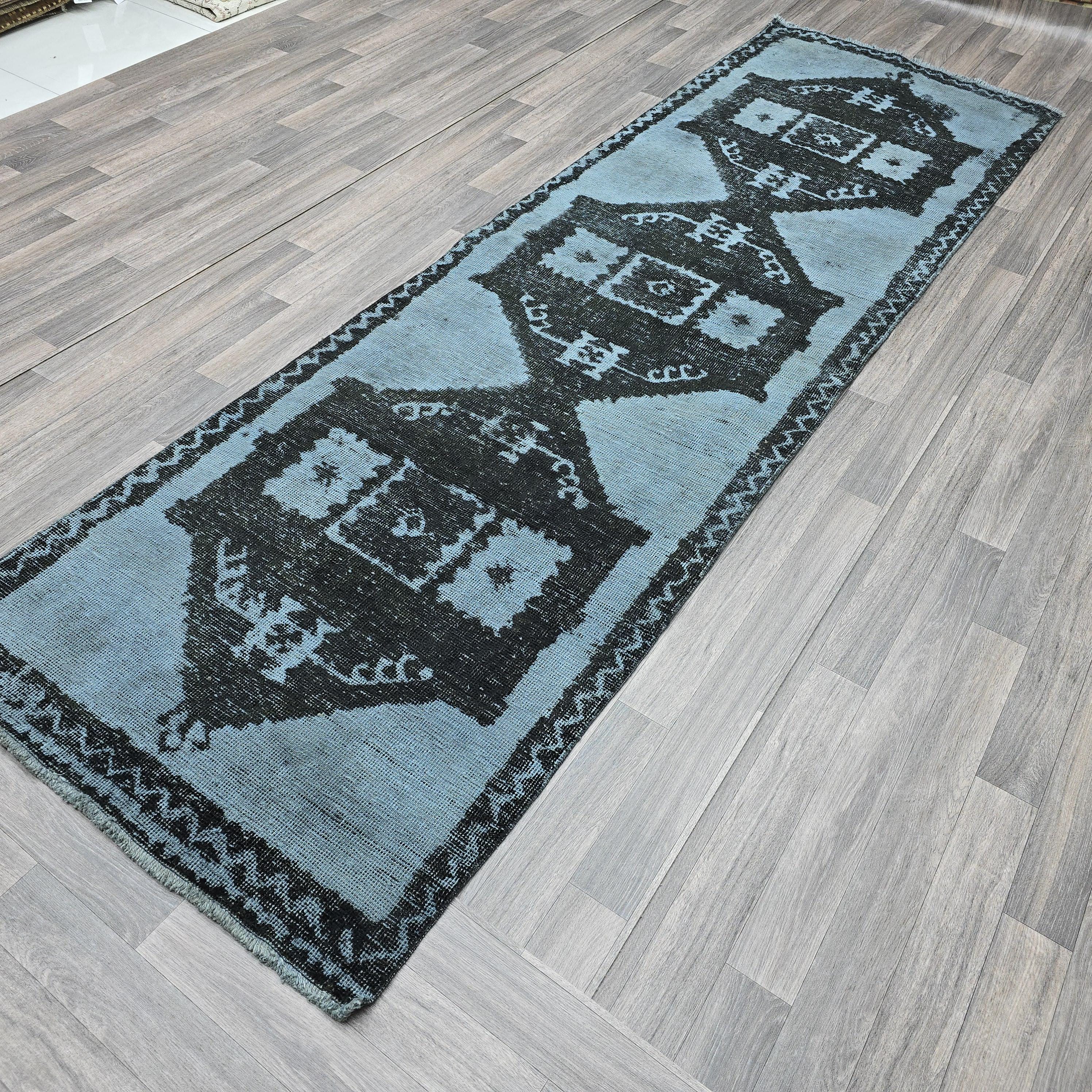 Vintage Turkish Runner Rug: Handwoven Wool Distressed Anatolian Decor