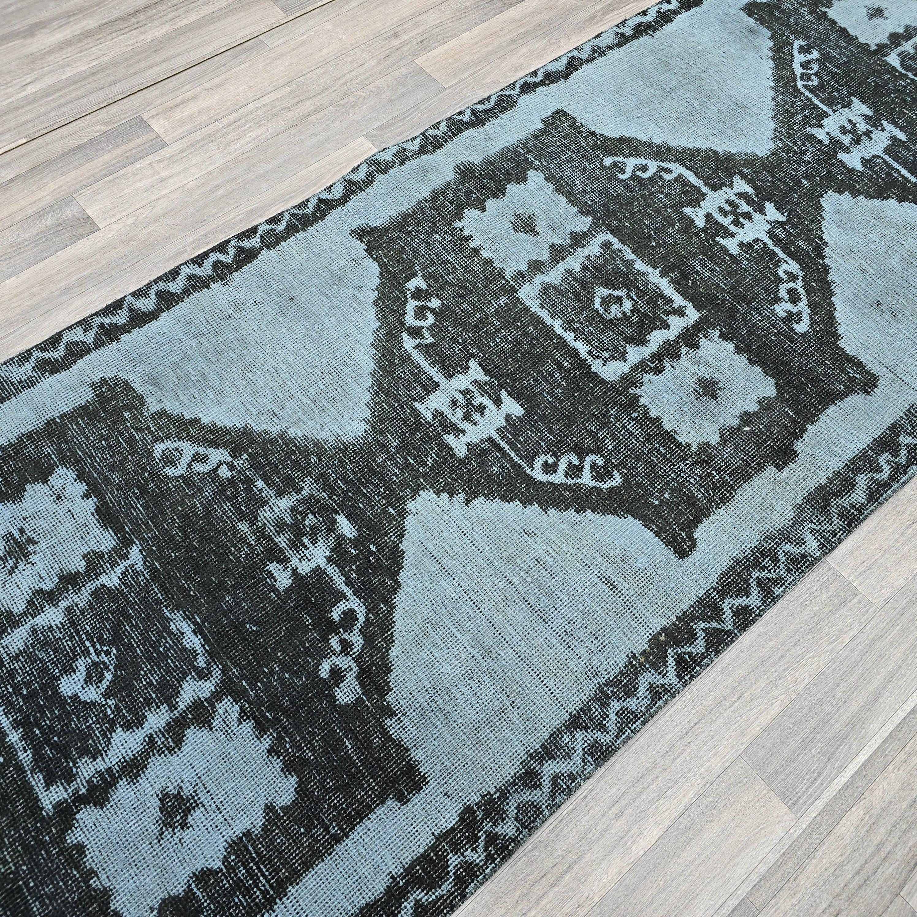 Vintage Turkish Runner Rug: Handwoven Wool Distressed Anatolian Decor