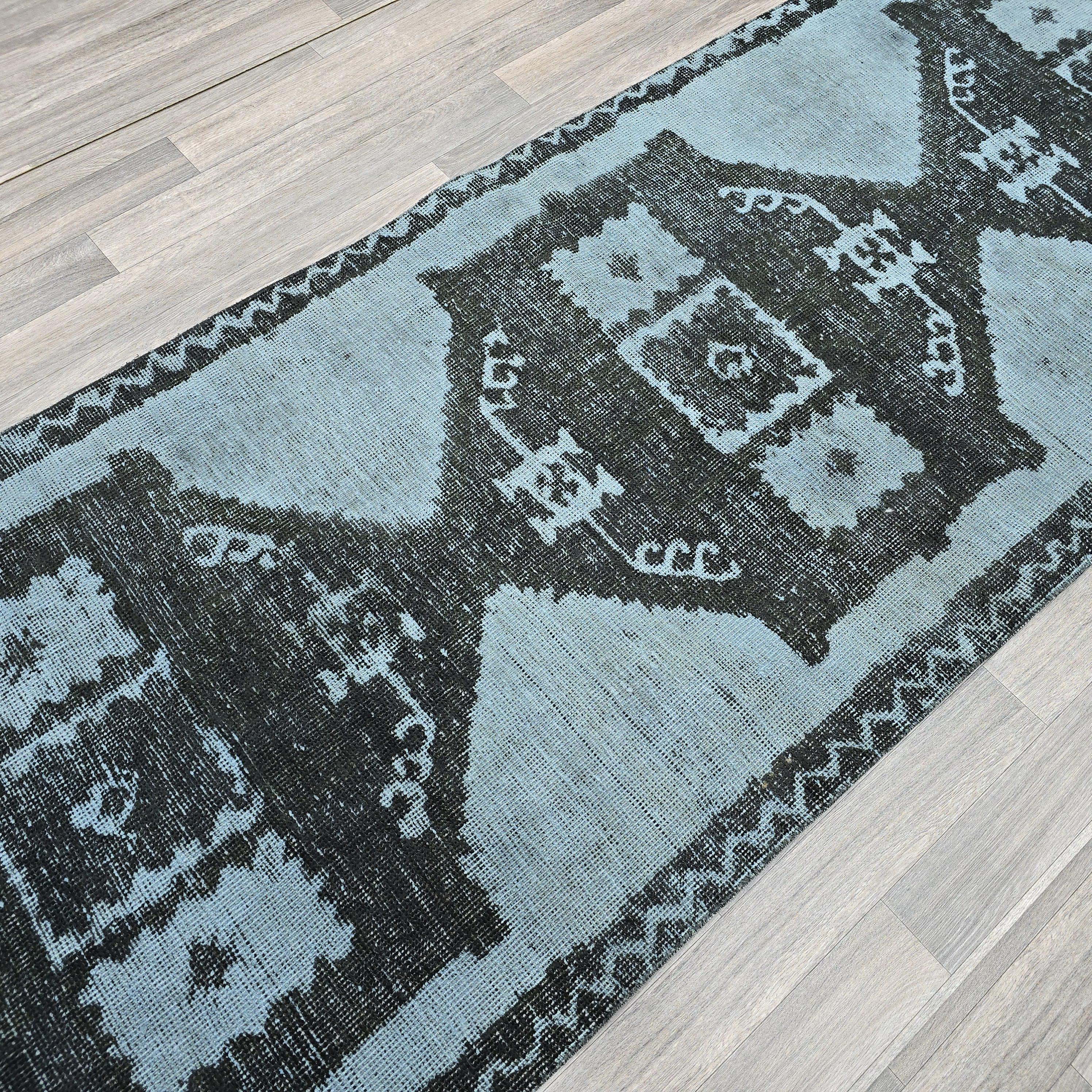 Vintage Turkish Runner Rug: Handwoven Wool Distressed Anatolian Decor