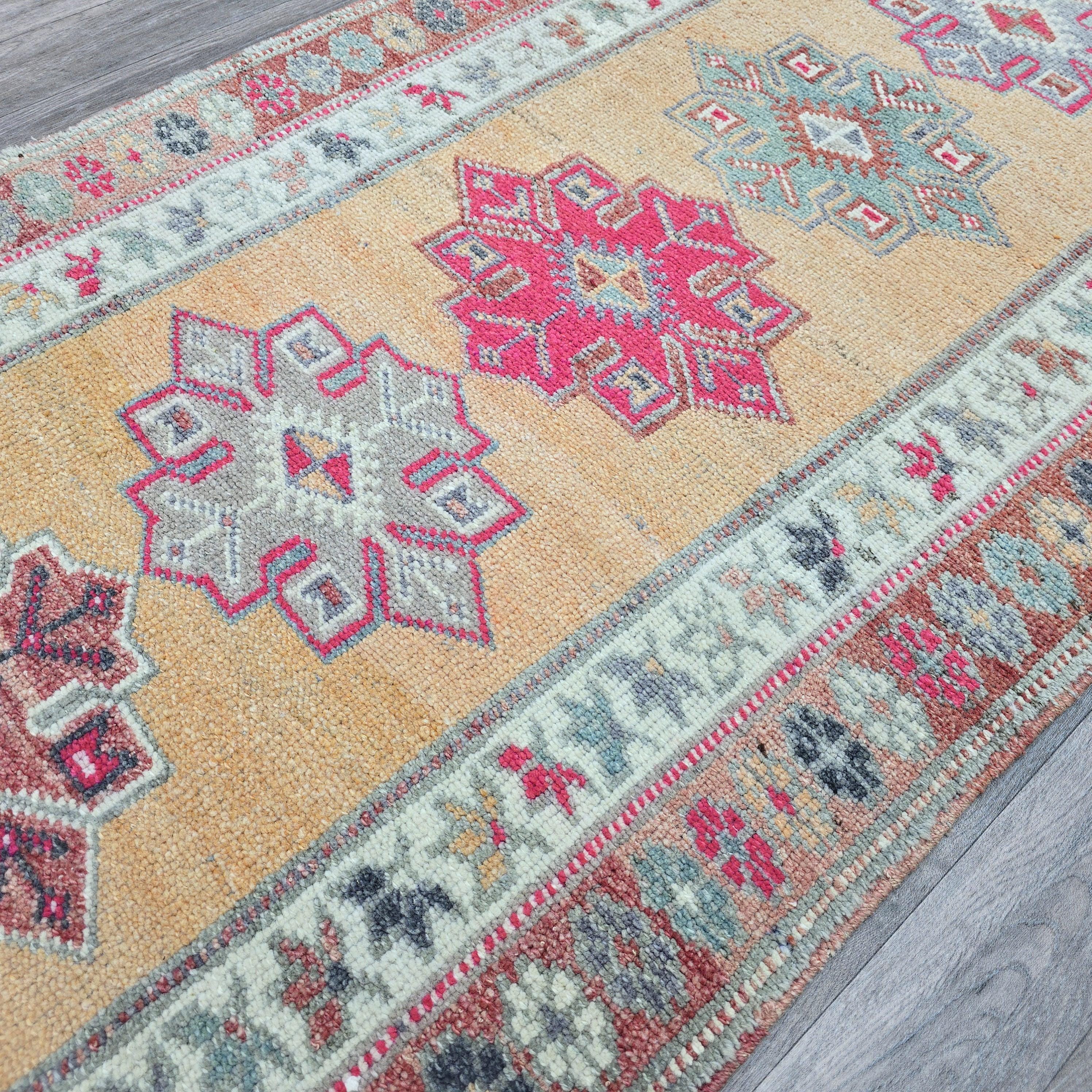 2.80x13.40 feet Colorful Vintage Wool Runner Rug - Herki Runner Traditional