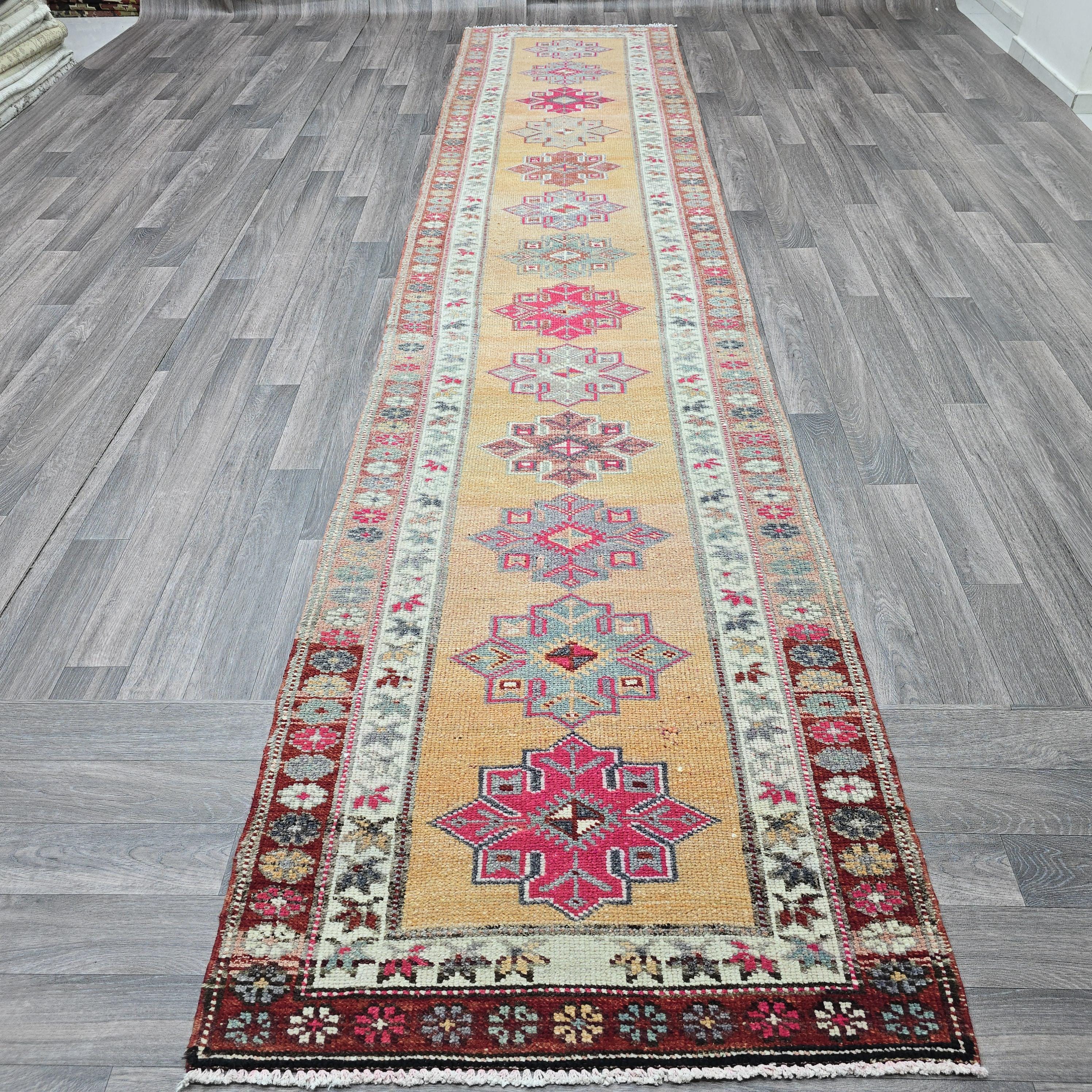 2.80x13.40 feet Colorful Vintage Wool Runner Rug - Herki Runner Traditional