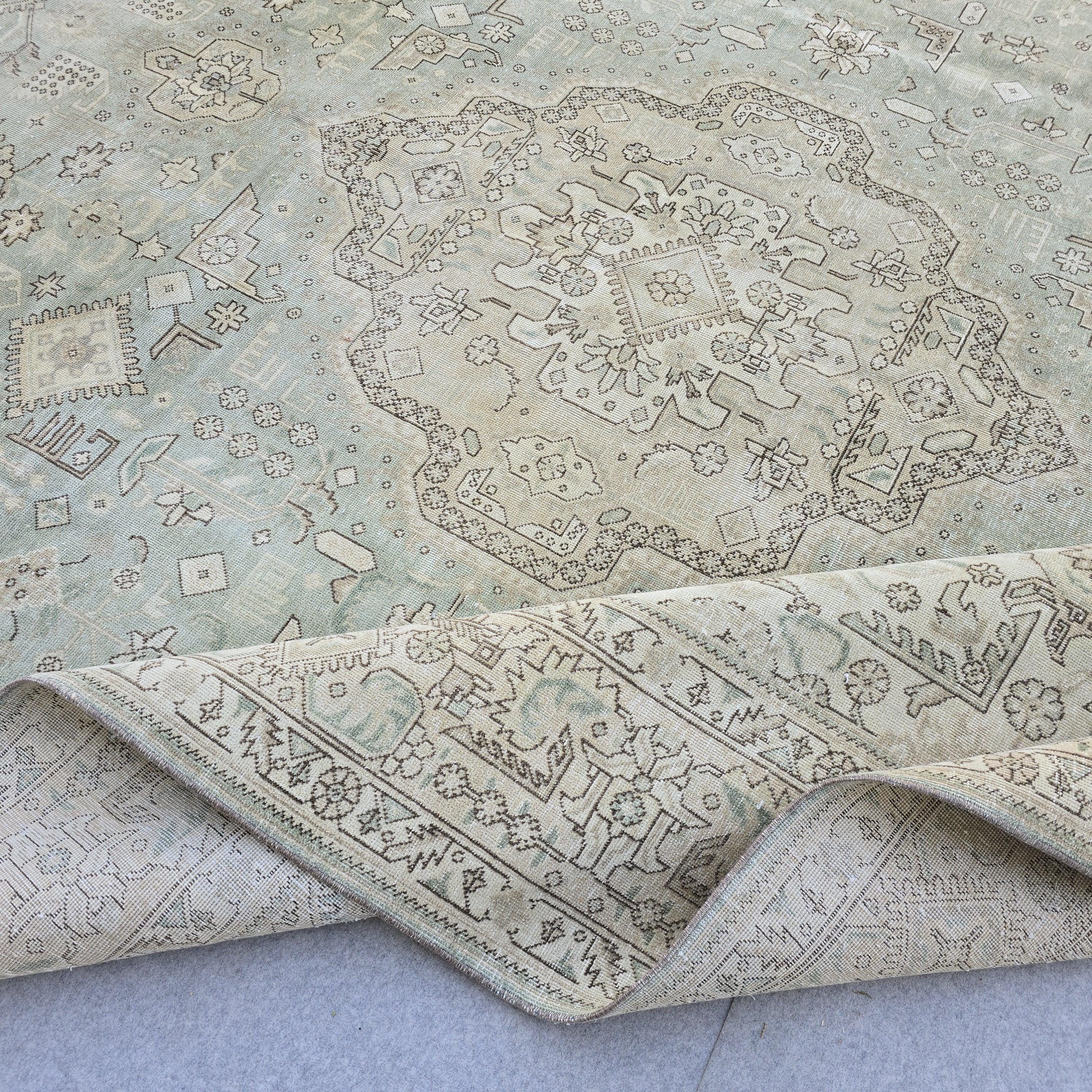10x12 Vintage Oushak Rug Sage Green Turkish Area Rug Living Room Boho Decor