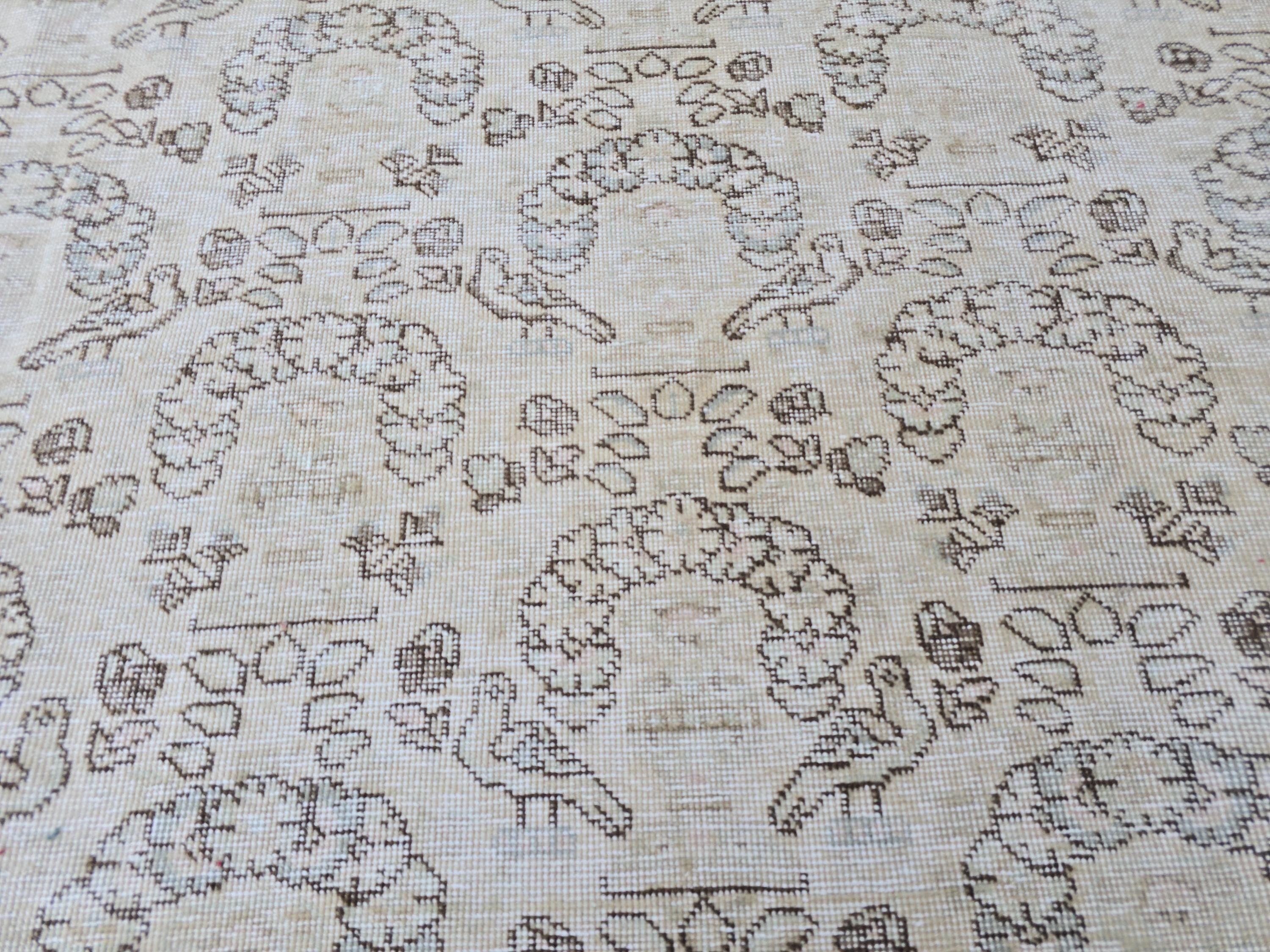 9x12 Neutral Turkish Arean Rug Hand Knotted Vintage // 9.4x12.6 feet
