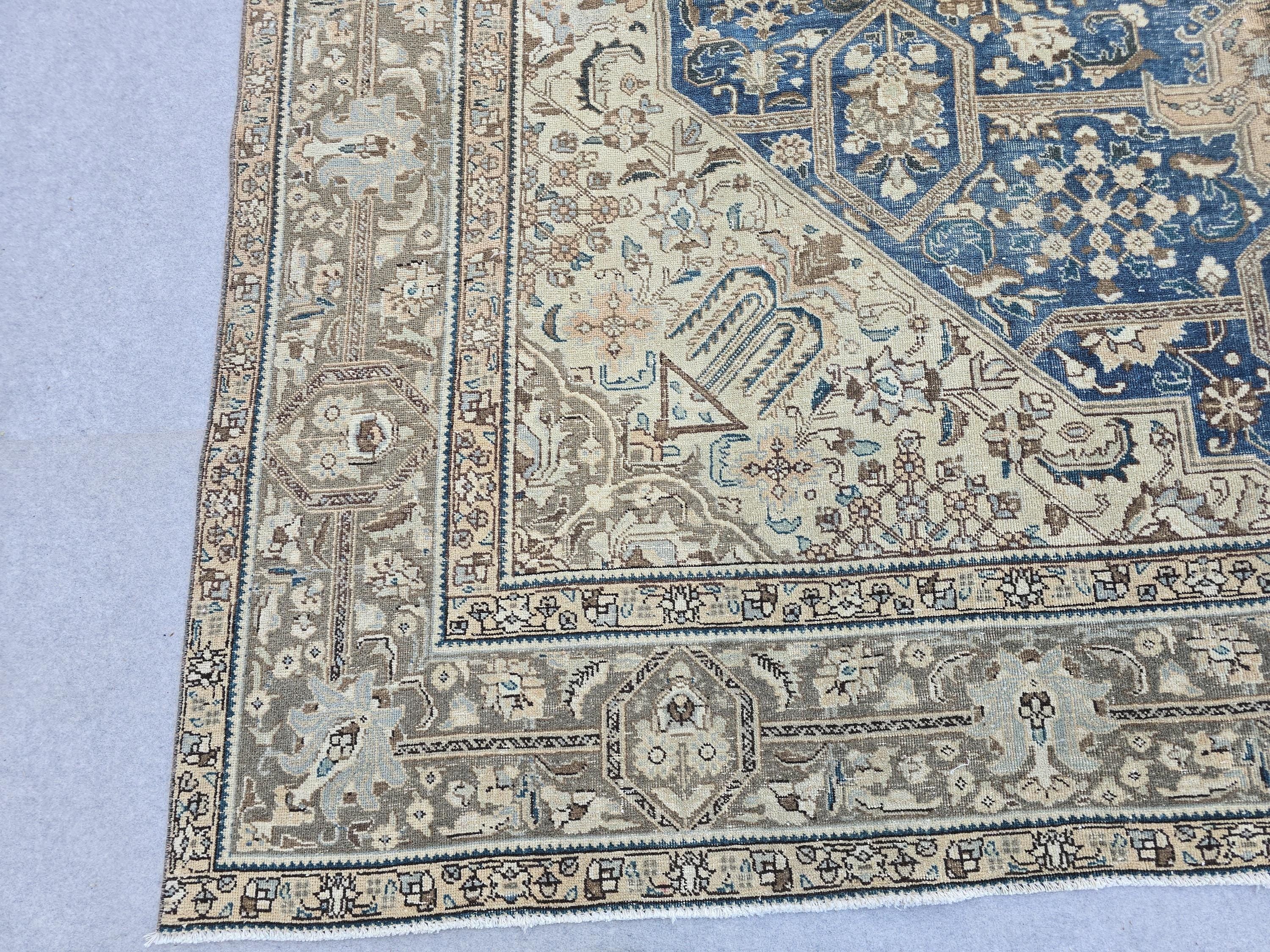 Large Antique Oushak Rug - 10x13 Muted Turkish Wool Carpet - Distressed Bohemian Decor
