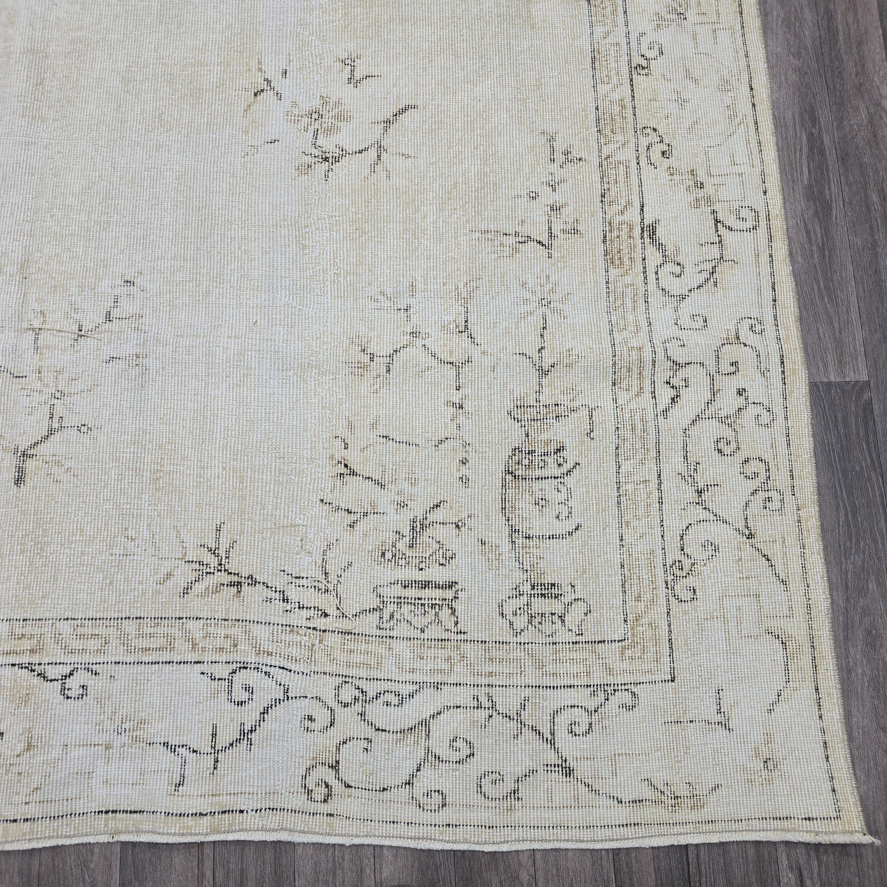 Vintage Oushak Rug 7x10: Hand-Knotted Wool Turkish Area Rug