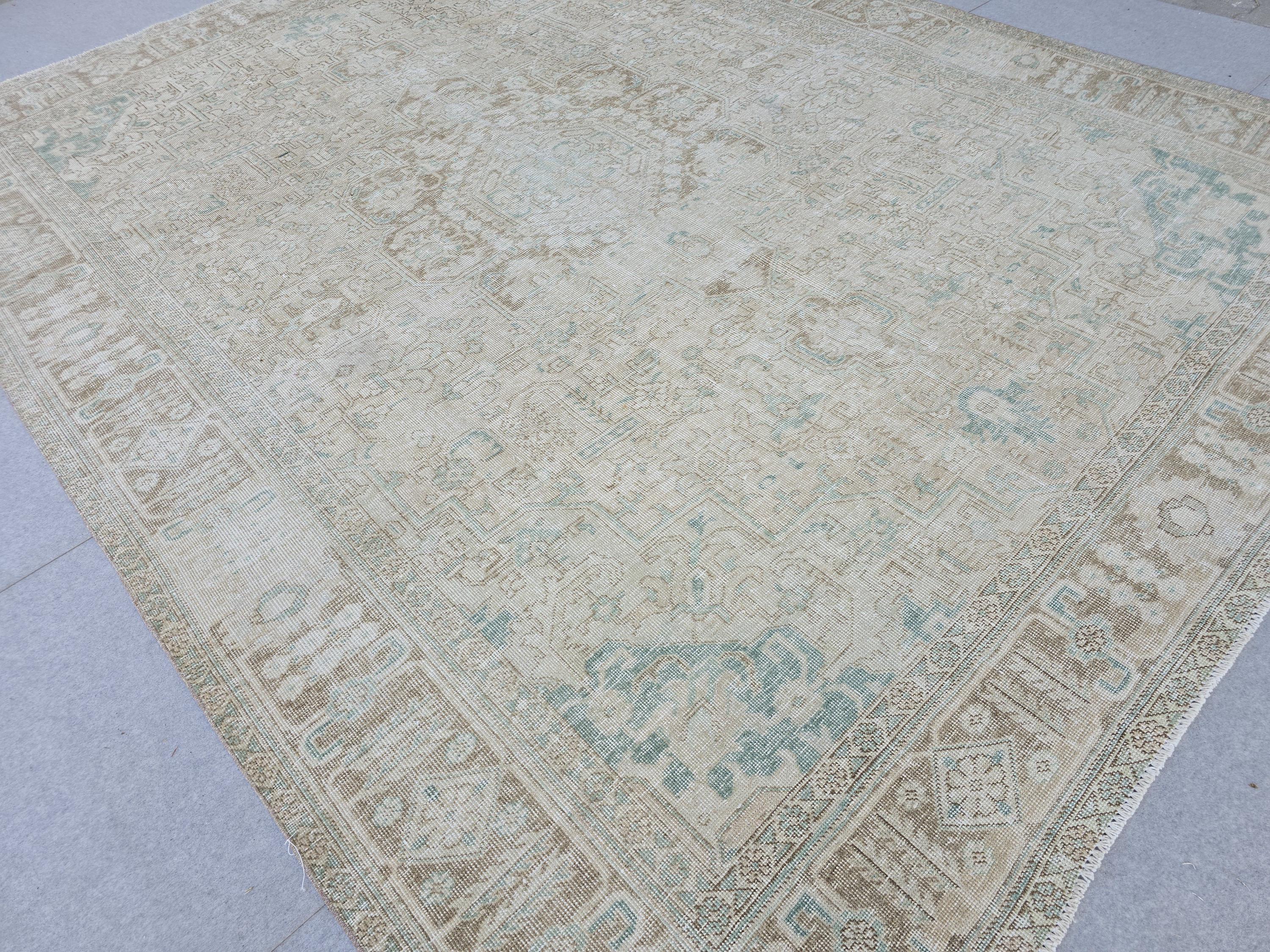 Hand-Knotted Wool Persian Rug 9x12: Soft Blue Floral Carpet