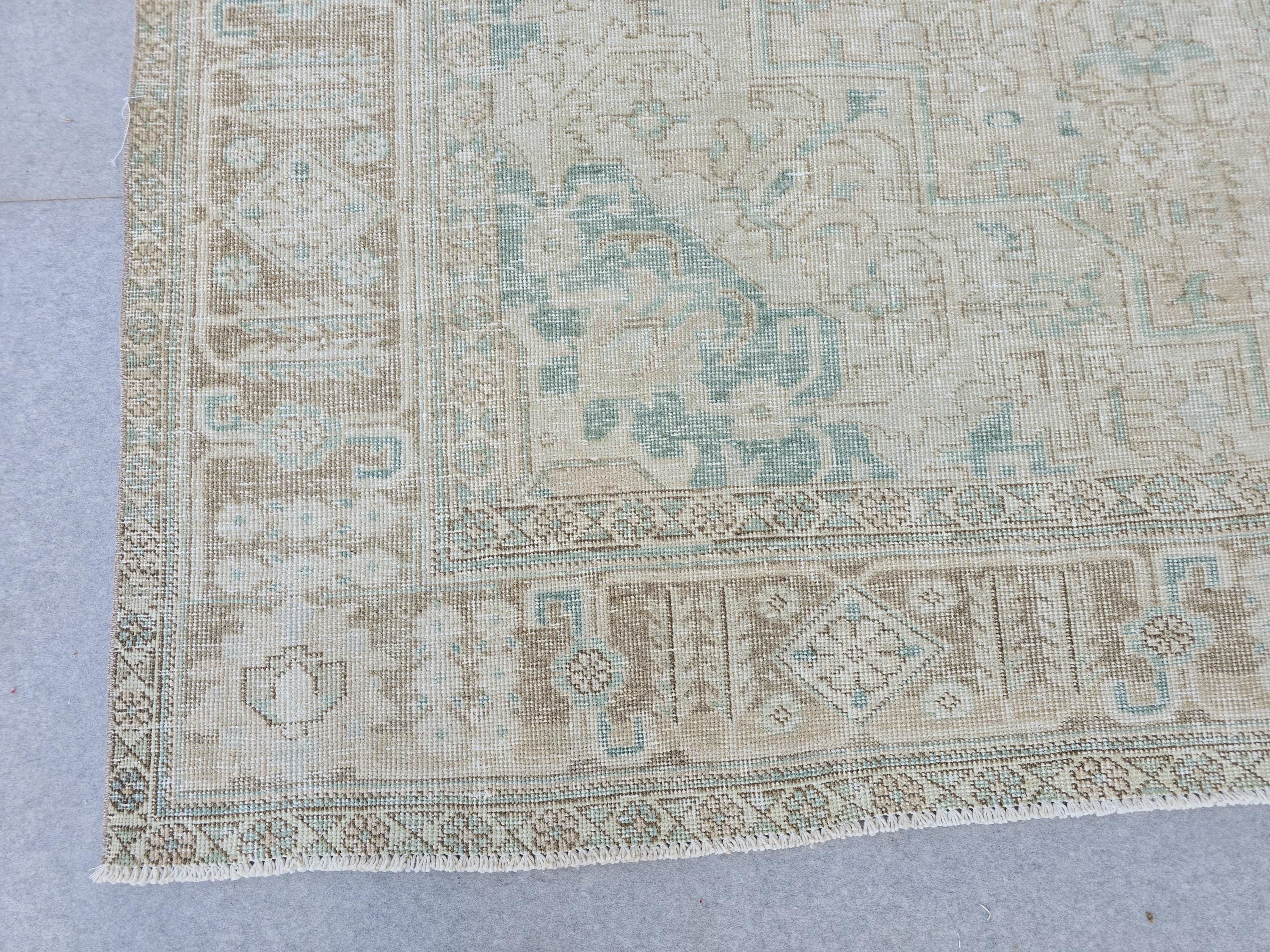 Hand-Knotted Wool Persian Rug 9x12: Soft Blue Floral Carpet