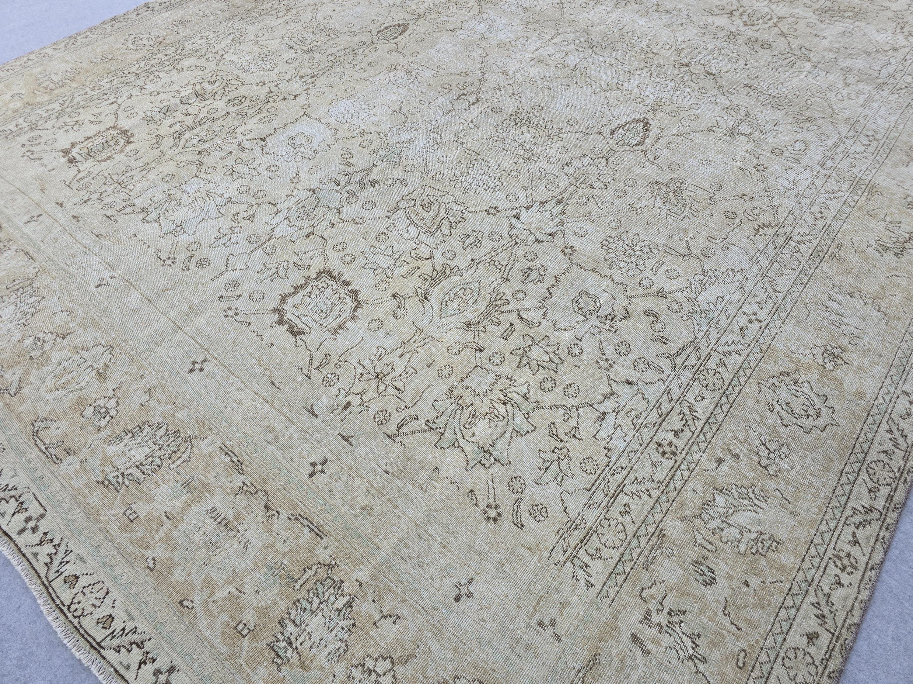 10x13 Neutral Vintage Rug Cream Beige Oushak Area Rug Office Traditional Decor