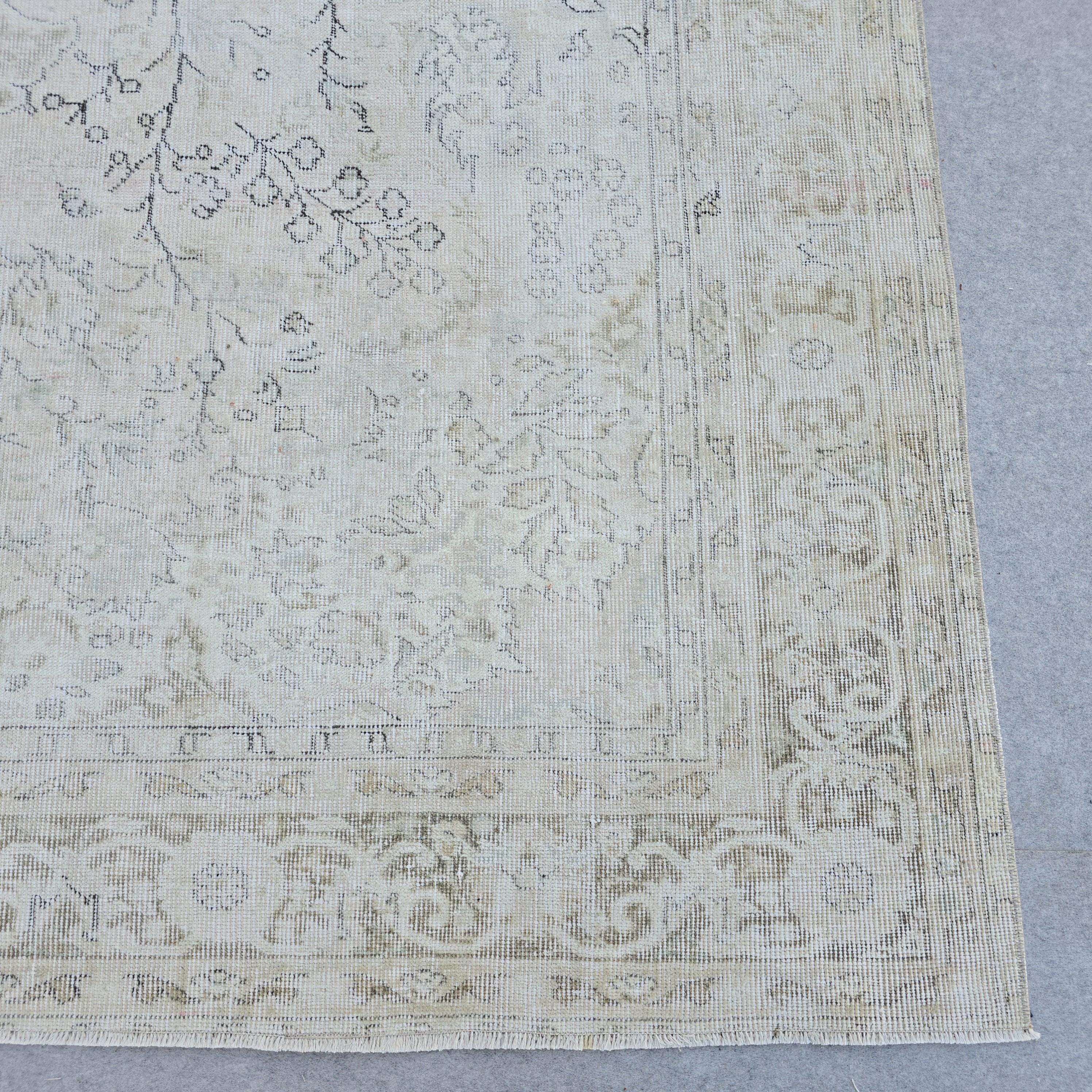 Vintage Hand-Knotted Turkish Oushak Rug: 7x10 Faded Area Rug