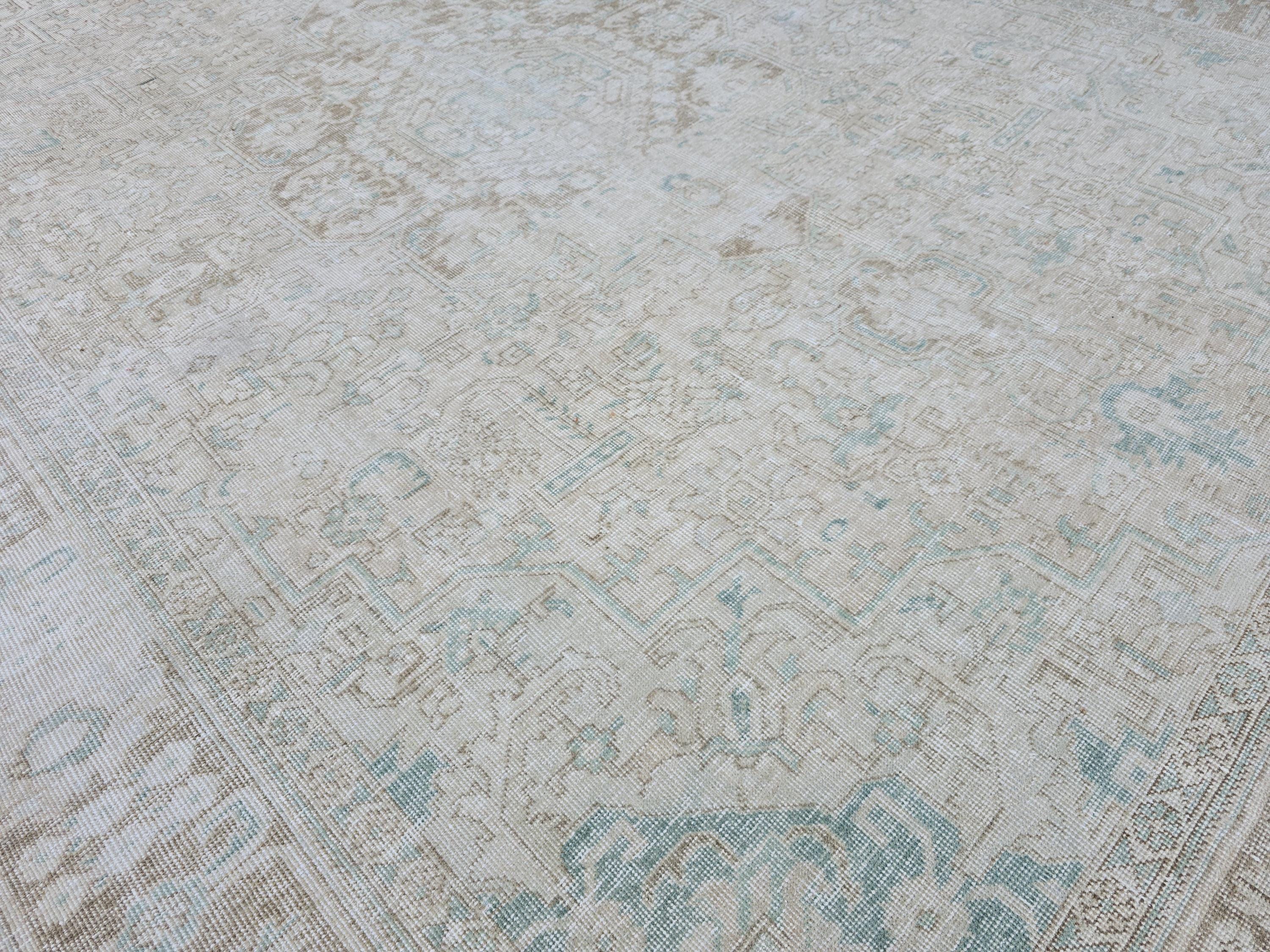 Hand-Knotted Wool Persian Rug 9x12: Soft Blue Floral Carpet
