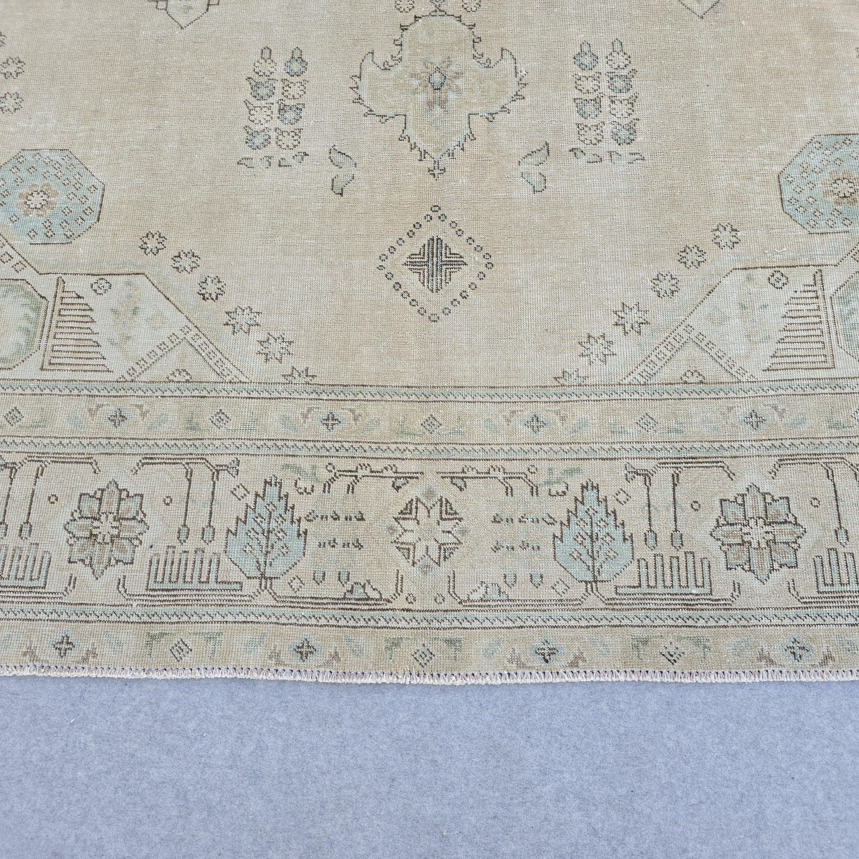 9x12 Neutral Area Rug/ Oversized Vintage Carpet/ Muted Turkish Oushak Rug
