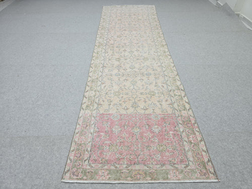 3x11 Vintage Oushak Runner Rug – Handmade Wool, Faded Turkish Style