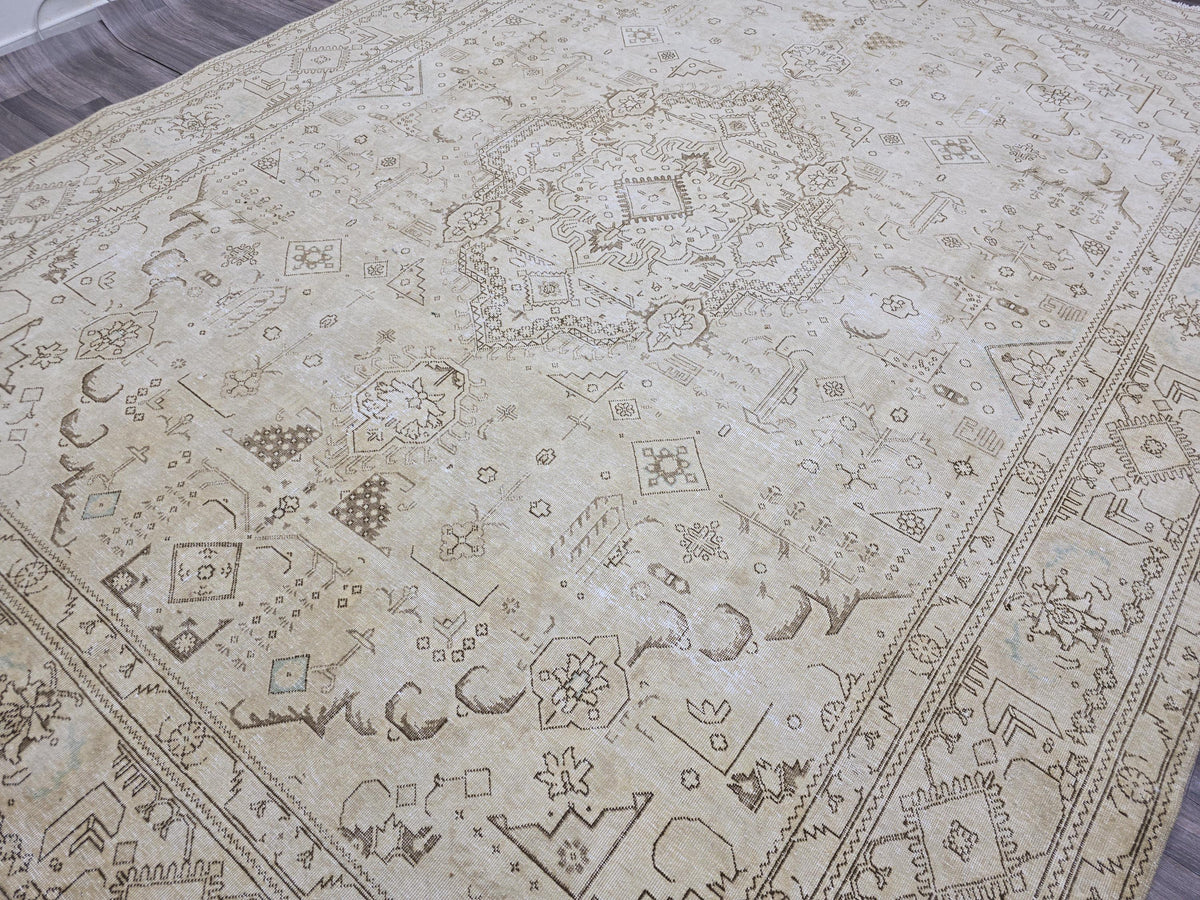 10x13 Oushak Area Rug : Hand Knotted High Quality Neutral Vintage Turkish Carpet