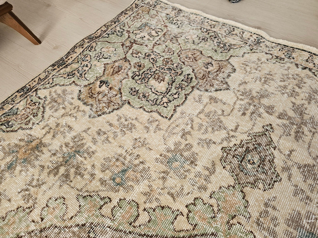 Hand-Knotted Wool Oushak Rug: 6x9 Vintage Turkish Area Rug