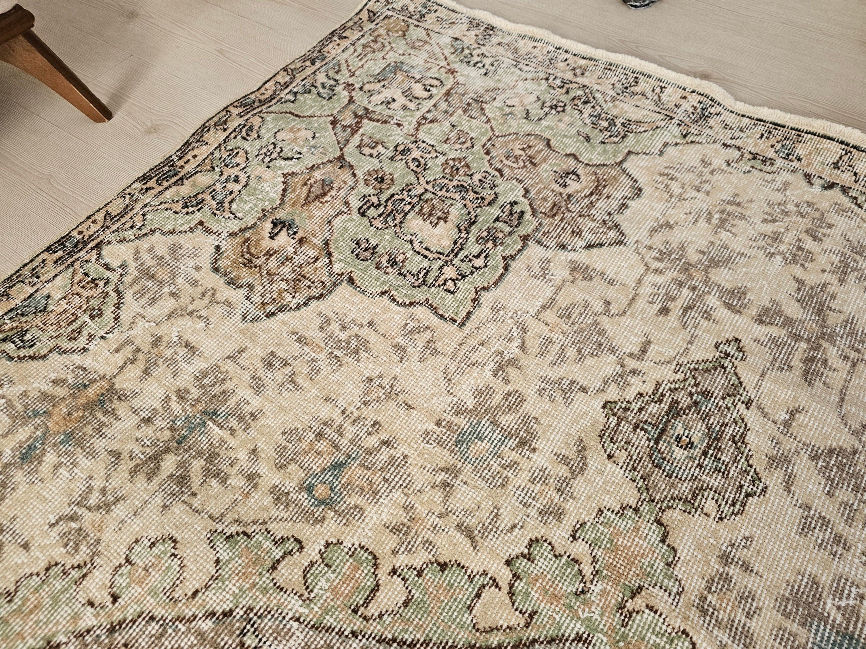 Hand-Knotted Wool Oushak Rug: 6x9 Vintage Turkish Area Rug