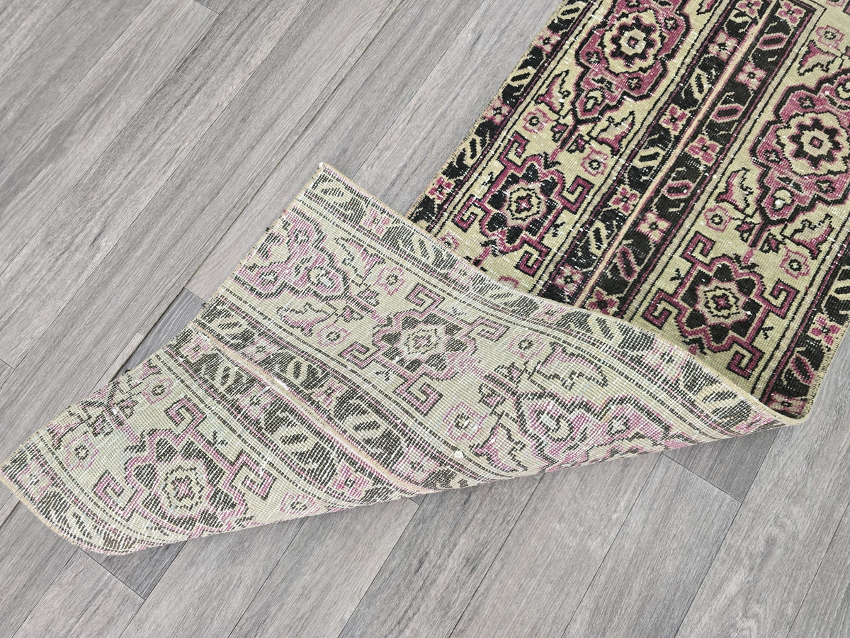 2x5 Short Vintage Anatolian Wool Runner Rug: Hand knotted Tribal Runner rug (2x5 ft)