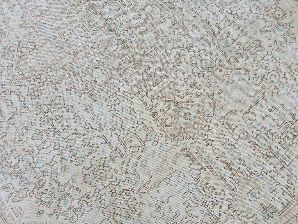 9x12 Wool Area Rug/ Hand Knotted Neutral Oushak Rug for Livingroom and Office/ Authentic Faded Vintage Rug/ Aesthetic Bedroom Rug/ Beige Rug