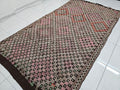 Handmade Wool Checkered Rug: 6x10.75 ft Vintage Eclectic Carpet