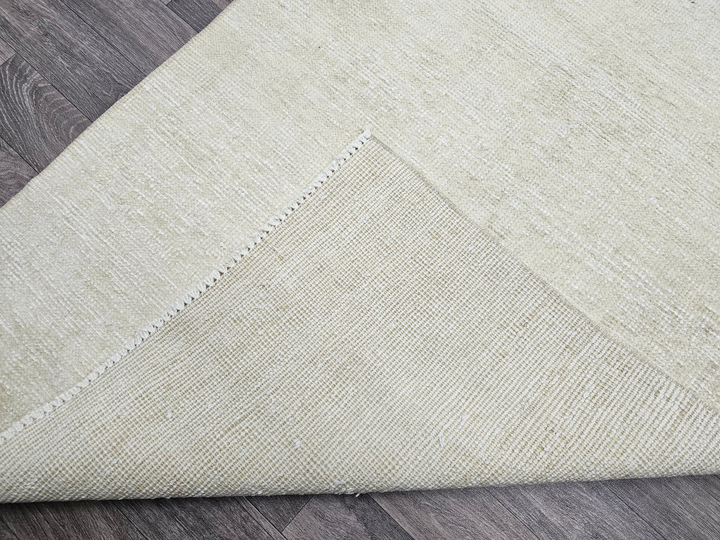Neutral Turkish Runner Rug: 3x12 Vintage Hand-Knotted Wool Oushak
