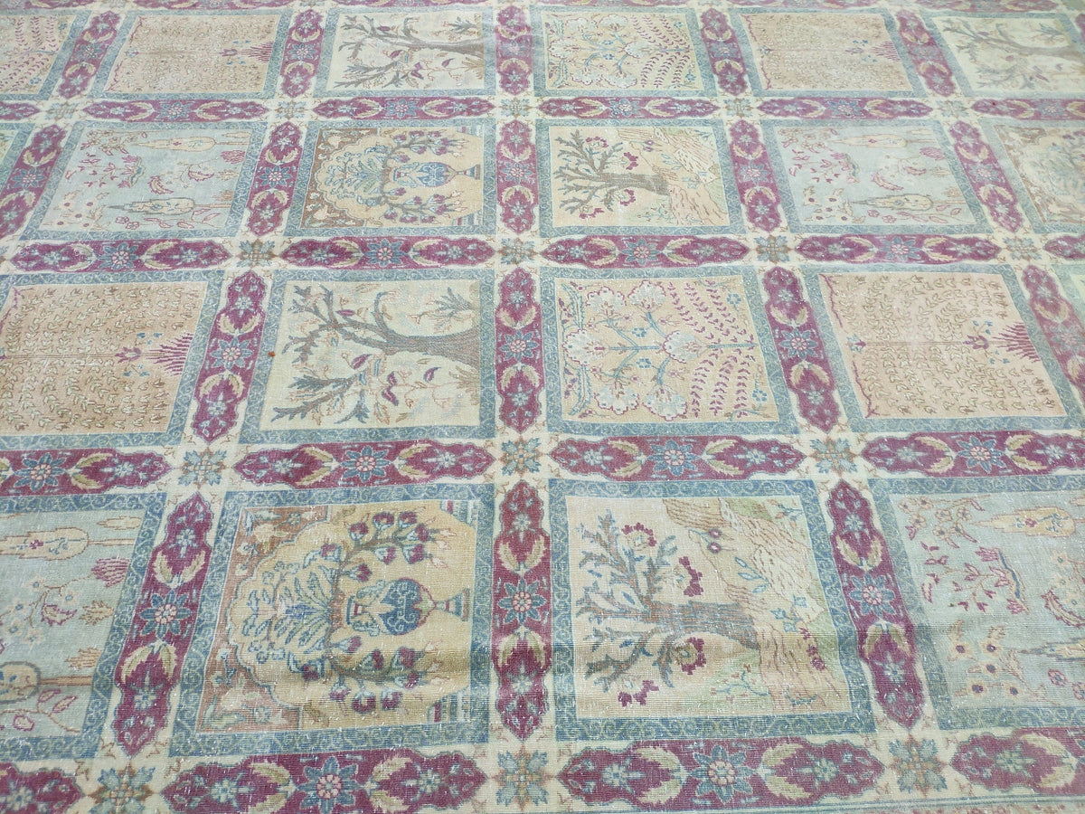 10x13 Antique Hand-Knotted Wool Anatolian Rug: Retro Farmhouse Decor