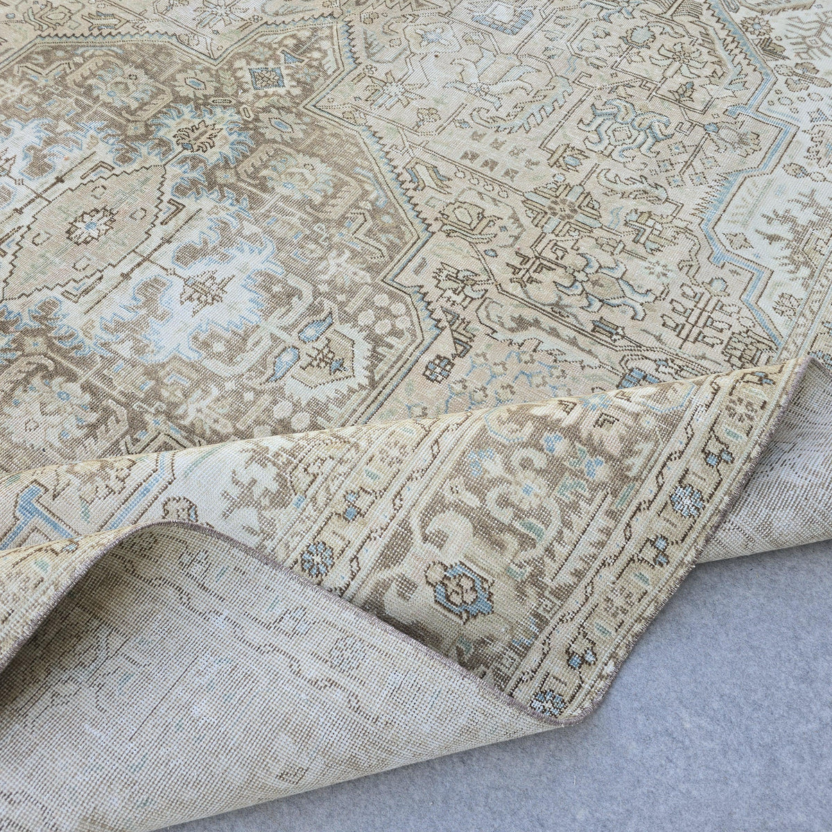 9x12 Neutral Oushak Rug: 9.5x12.5 ft, Hand-Knotted Wool, Muted Beige