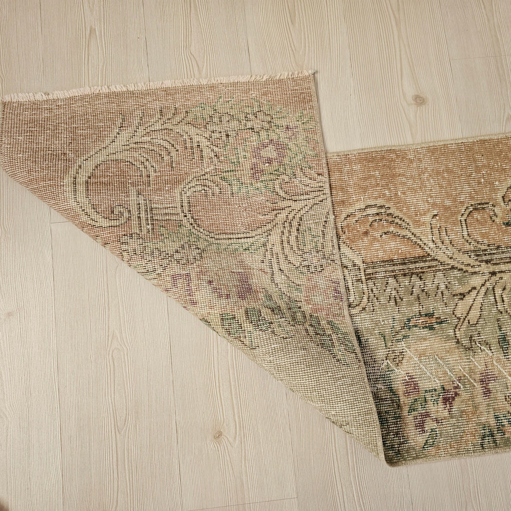 Vintage Turkish Runner Rug: Distressed Wool Aisle Rug (1'9" x 8'6")
