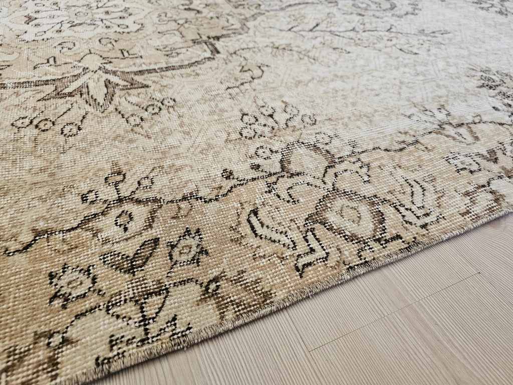 Muted Oushak Rug: 5.3x8.6 ft. Vintage Turkish Wool Area Rug