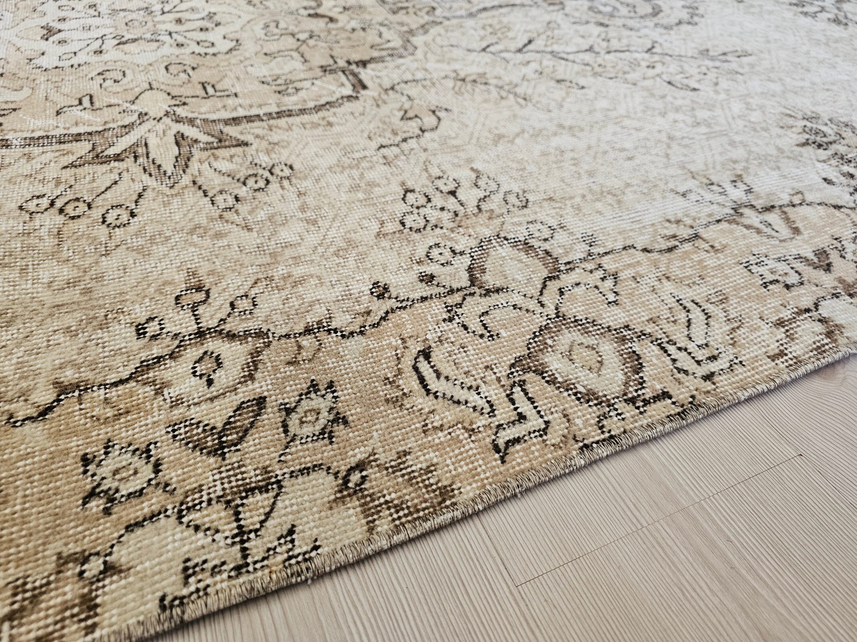 Muted Oushak Rug: 5.3x8.6 ft. Vintage Turkish Wool Area Rug