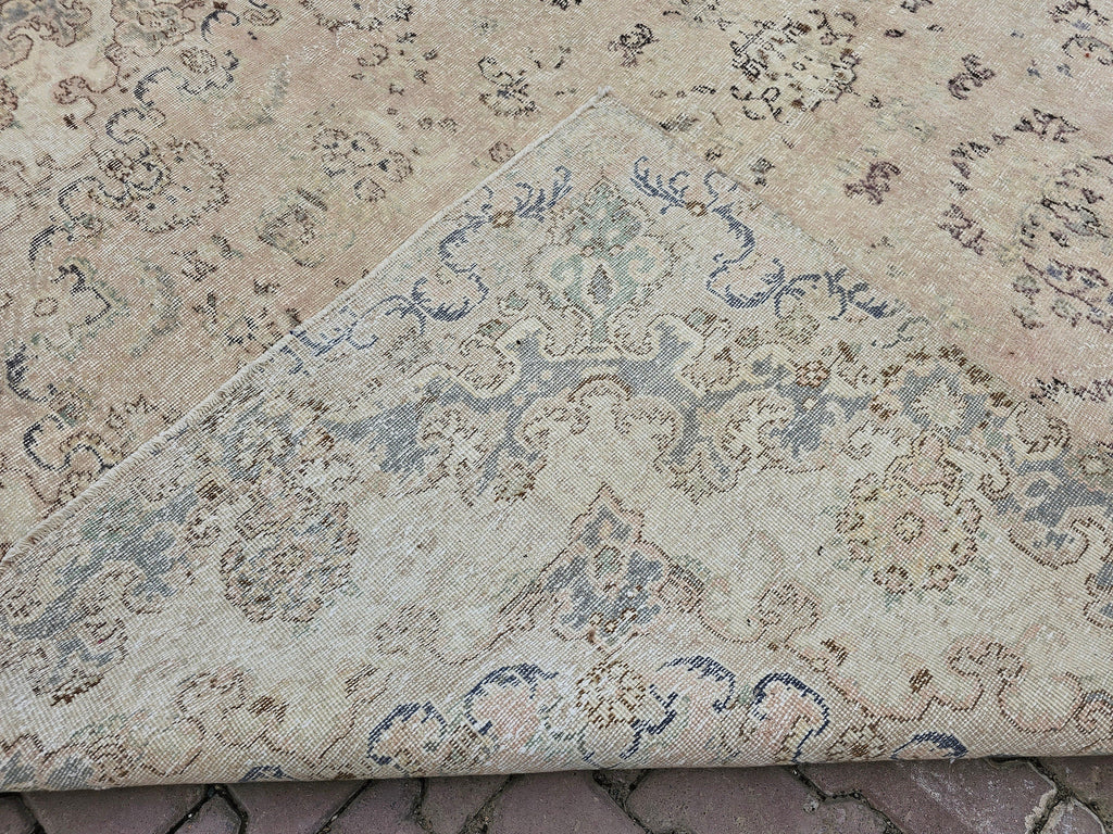 Vintage Oushak Rug 7x10: Handmade Turkish Wool Area Rug