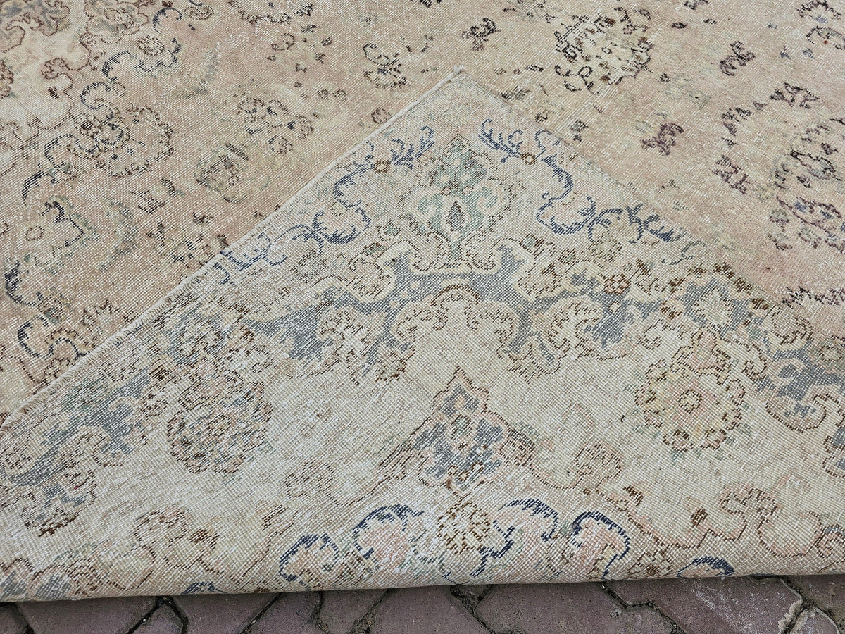 Vintage Oushak Rug 7x10: Handmade Turkish Wool Area Rug