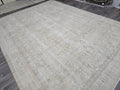 Oushak Rug 9x12 Neutral Hand Knotted Vintage Oversize Turkish Rug Geometric // 9.50x12.50 feet