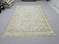 7x9 Neutral Vintage Turkish Oushak Rug for Bedroom/ High Quality Wool Area Rug