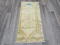 Vintage Turkish Oushak Doormat Bath Mat Neutral - 15x33 inches