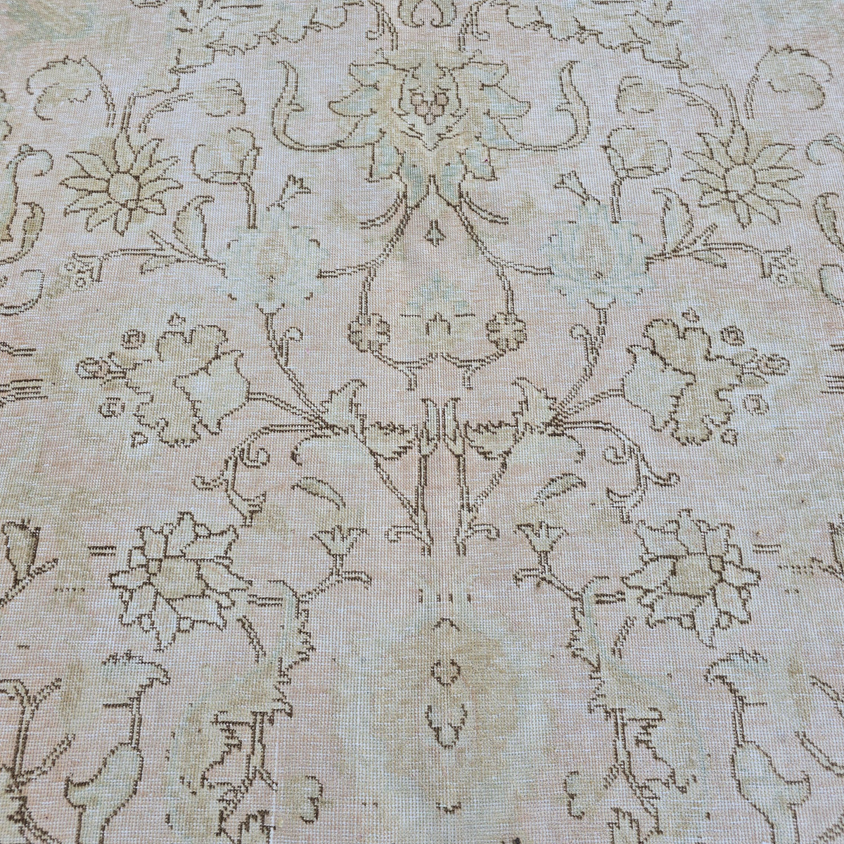 9x12 Handmade Oushak Area Rug for Livingroom and Bedroom / Oversize Turkish Rug/ Authentic Carpet Beige Pink Floral