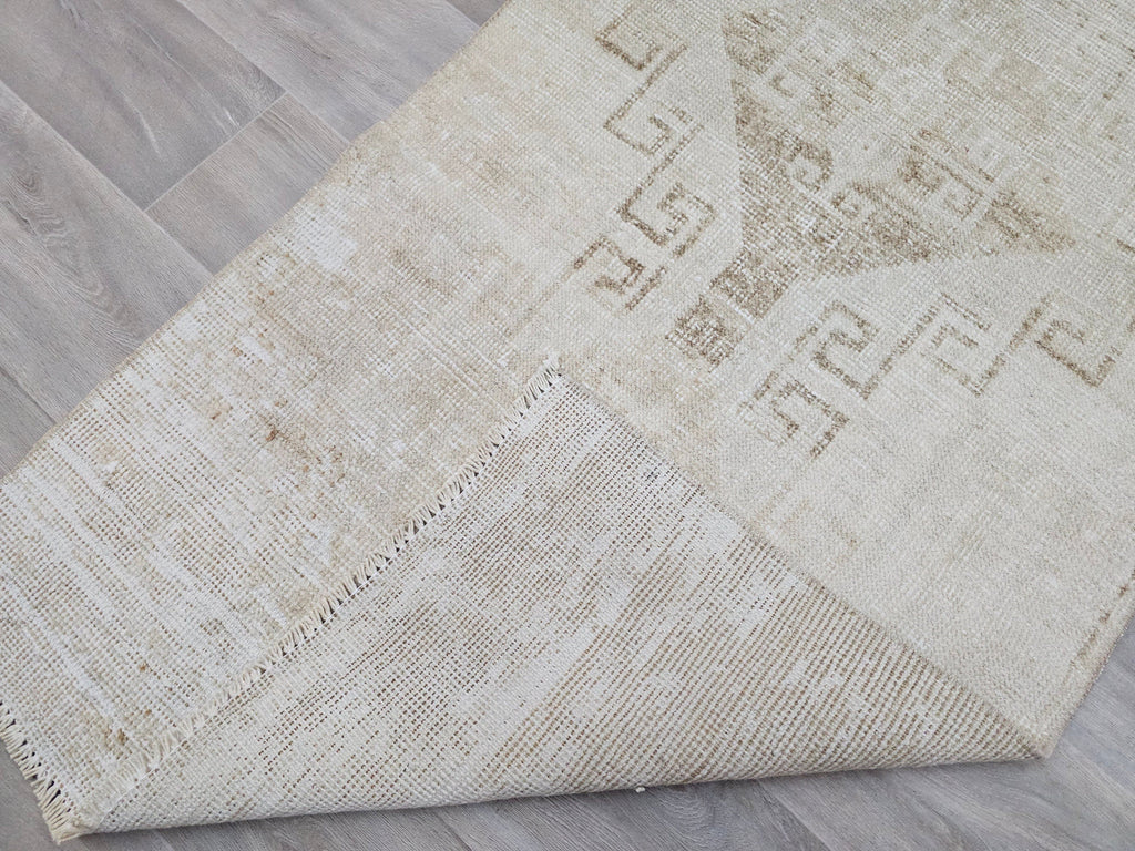 3x9 Vintage Turkish Runner Rug Neutral