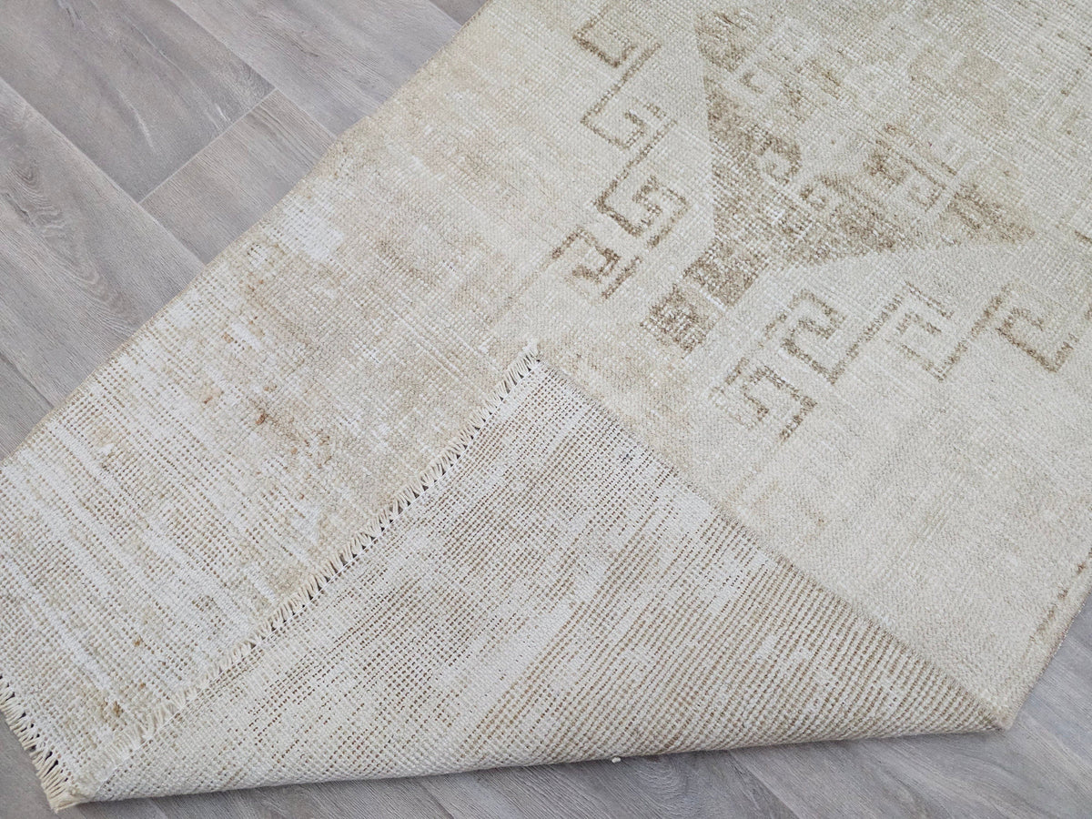 3x9 Vintage Turkish Runner Rug Neutral
