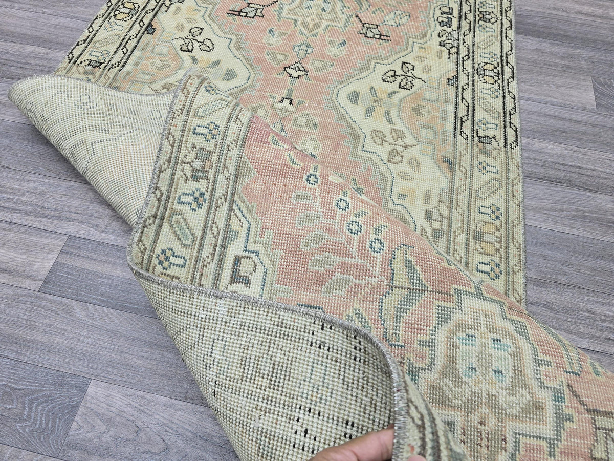 Antique Wool Runner Rug: Vintage Anatolian Stair Carpet (3x12.65 ft)