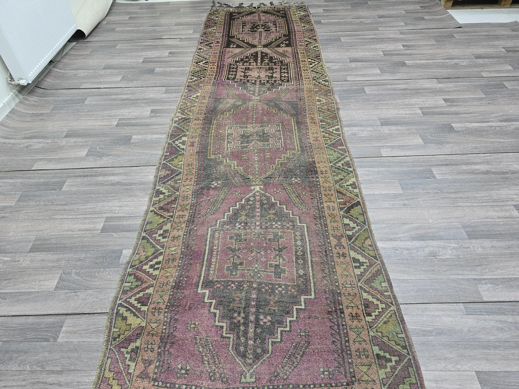 Antique Oushak Runner Rug 4x13