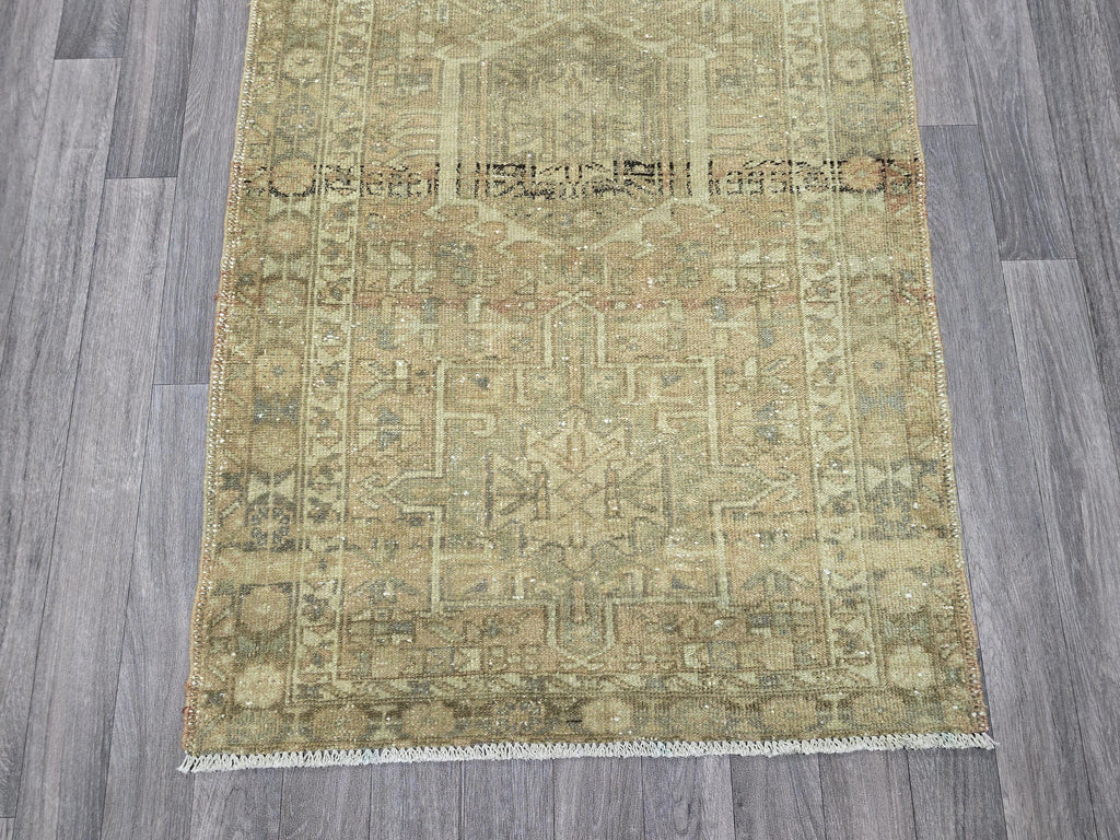 3x11 Antique Heriz Wool Runner Rug for hallway, Kitchen and Aisle Muted earth tone