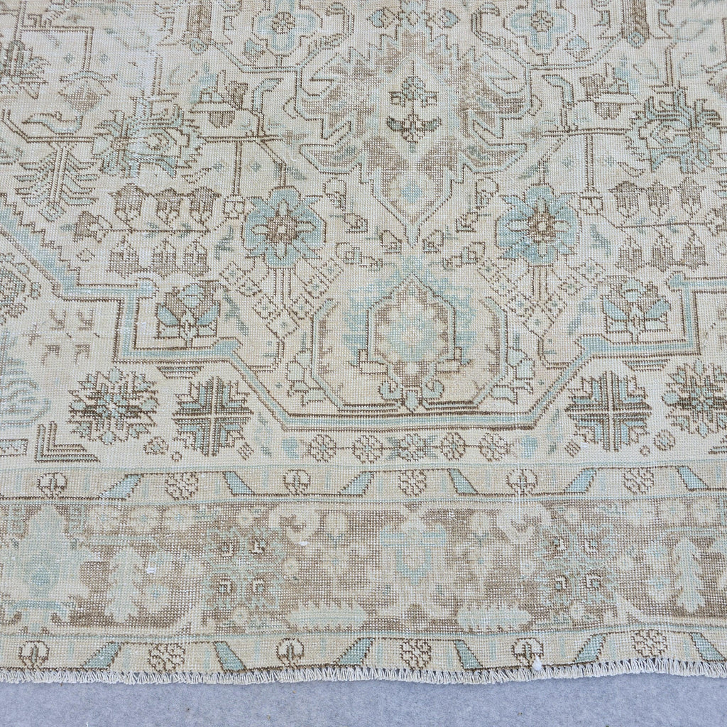 9x12 Vintage Oushak Wool Rug: Pink Brown Boho Turkish Area Rug