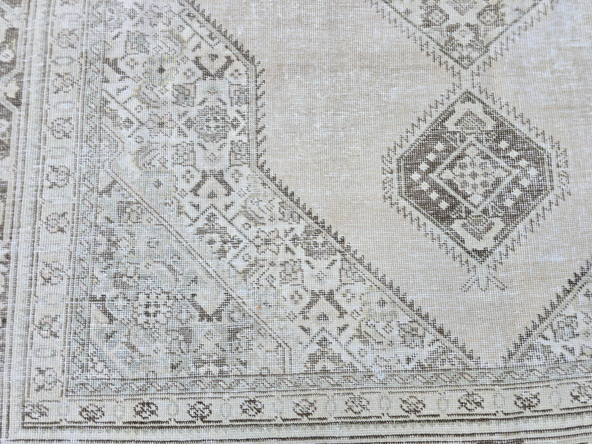8x10 Vintage Turkish Oushak Rug: Handwoven Wool, Neutral Boho Decor