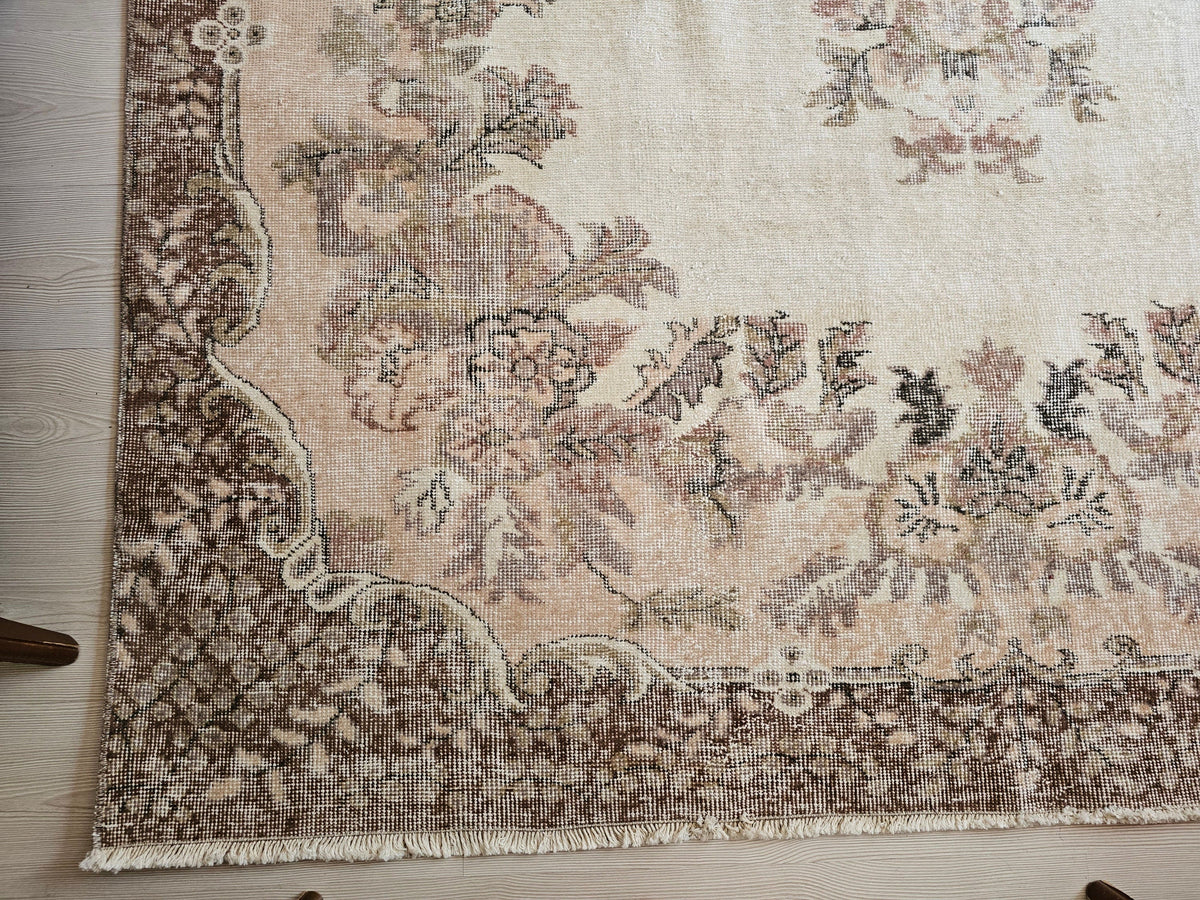 Vintage Turkish Oushak Rug: Hand-Knotted Wool Area Rug (6.55x10.25 ft)