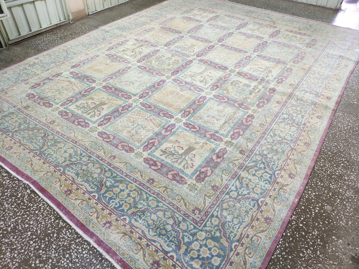 10x13 Antique Hand-Knotted Wool Anatolian Rug: Retro Farmhouse Decor