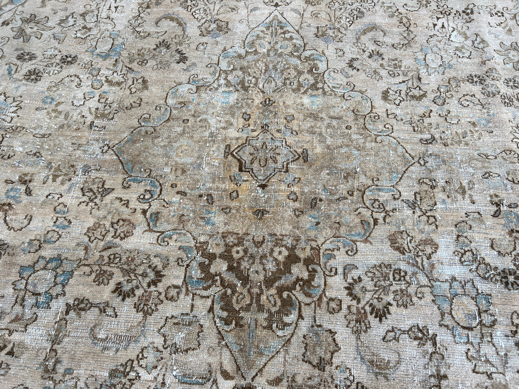 Extra Large Hand Knotted Wool Rug: Vintage Turkish Carpet (9.35x12.70 ft)