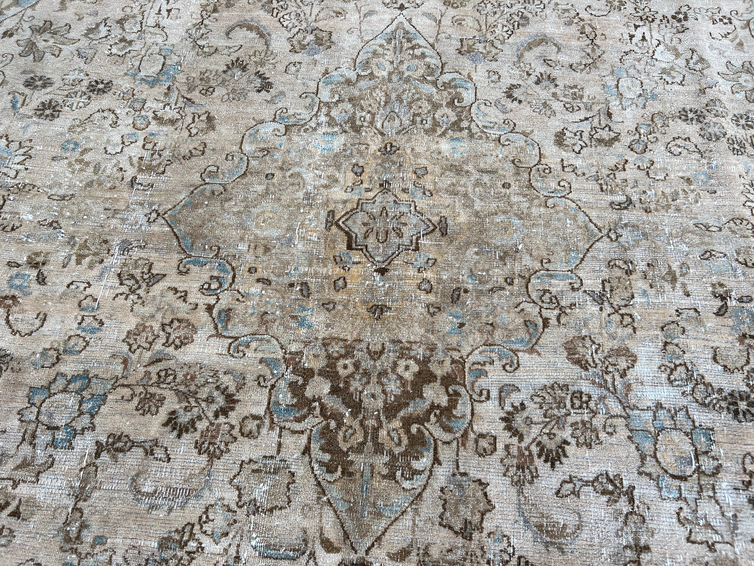 Extra Large Hand Knotted Wool Rug: Vintage Turkish Carpet (9.35x12.70 ft)